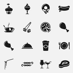 Set of food flat vector icons.
