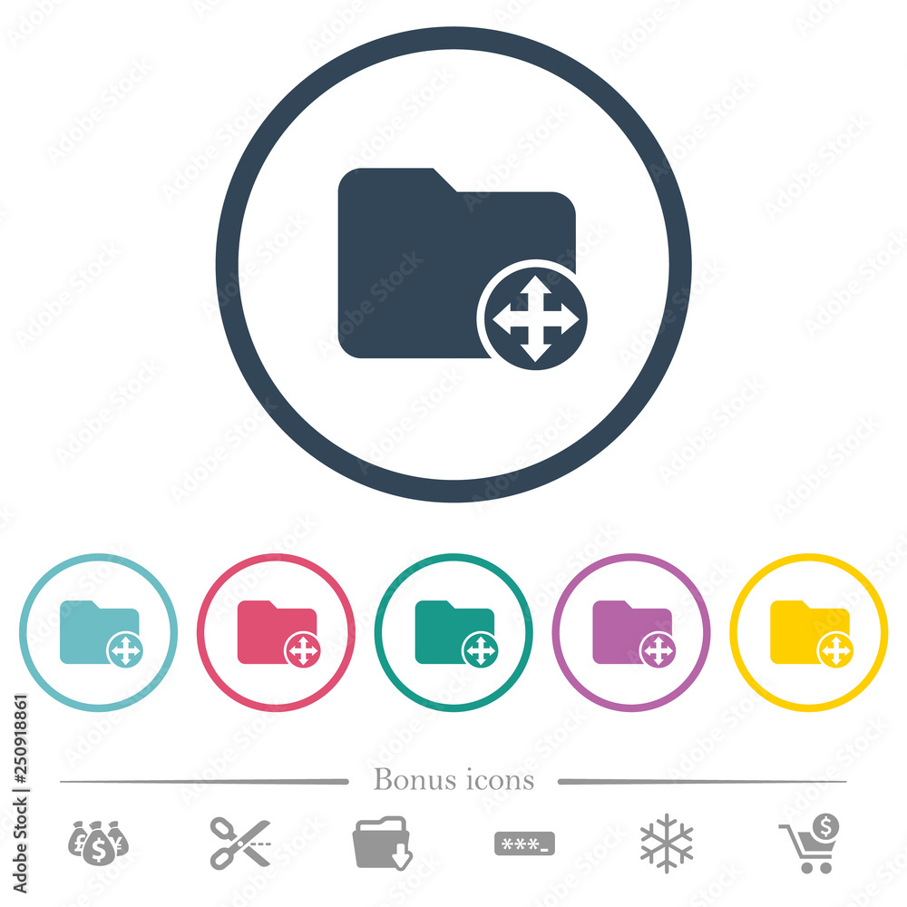Poster move directory flat color icons in round outlines