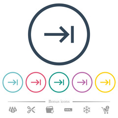 Keyboard tab flat color icons in round outlines