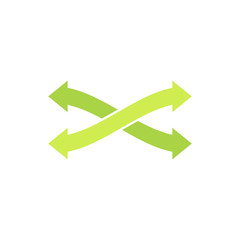 Eco logo, symbol with two green arrows crosswise. Recycling eco icon.