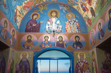 PERNERA, CYPRUS - JUNE 16: Interior of St.Nicholas Church near Louma Beach in Pernera, Cyprus on...