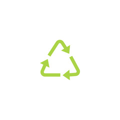 Recycling green triangle eco bold line icon with arrows in a flat style.