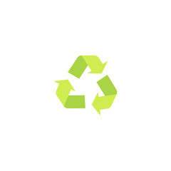 Recycling green eco symbol and icon with arrows in a flat style.
