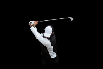Deurstickers Golf swing fondo negro © Mariano