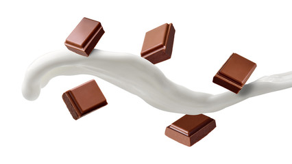chocolate piece milk splash flow