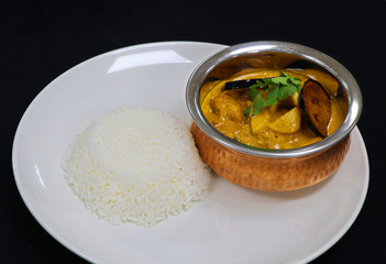 thai yellow chicken curry with jasmine rice