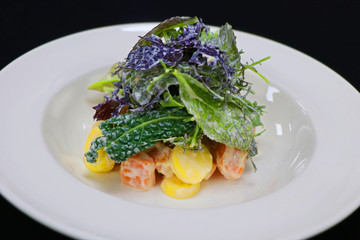 ratte potato and sweet potato salad with lettuce