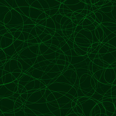 Abstract seamless pattern of randomly arranged contours of ellipses in green colors
