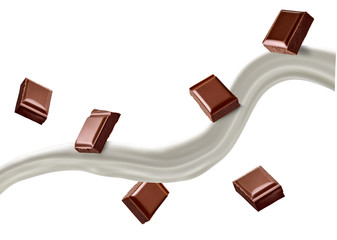 chocolate piece milk splash flow