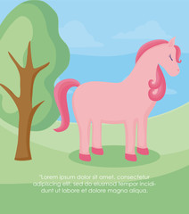 cute unicorn card in landscape