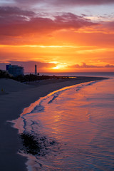 View on the beach Morro Jable on sunrise. Fuerteventura, Canary Islands.