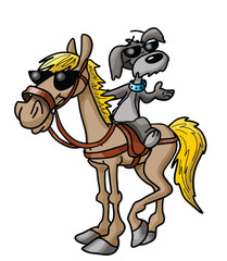 Friendship between a cartoon horse and a dog vector illustration