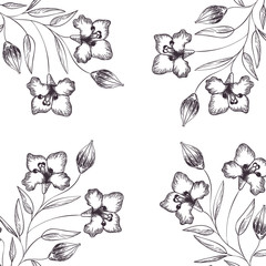 pattern flowers and leafs isolated icon