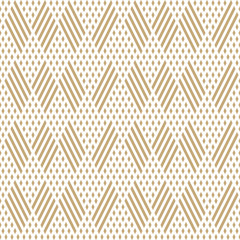 Vector golden geometric lines seamless pattern. White and gold linear texture