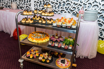 food in the shelf in the restaurant