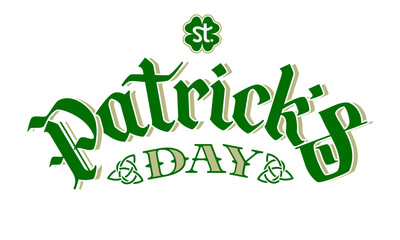 St. Patricks Day lettering on white background