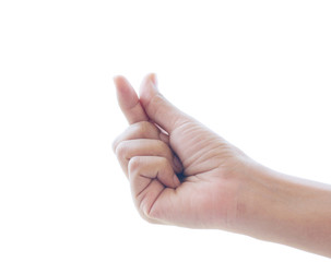 Woman hand isolated on white background