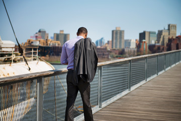Man walking on promenade 