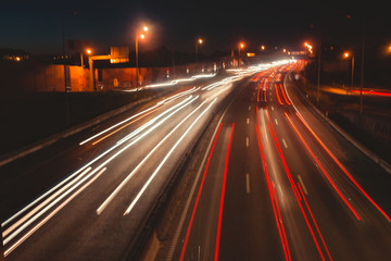 The car light trails on a high-way, Sintra, Portugal