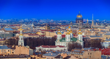 Fototapeta premium Saint Petersburg. Russia. Panorama of the city of St. Petersburg. Cityscape Petersburg. Saint Isaac's Cathedral. Panoramic view Isaac's Cathedral. Architecture of St. Petersburg. Russian sights.