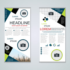 Modern roll-up business banners vector template	