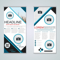 Modern roll-up business banners vector template	
