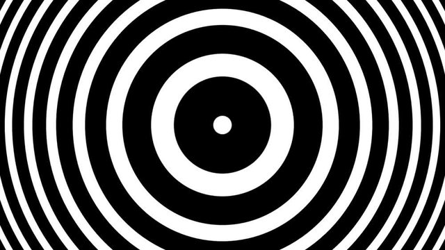 BW Concentric Circles Bulge Hypnotic Abstract Motion Background Loop