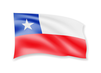 Fototapeta na wymiar Waving Chile flag on white. Flag in the wind vector illustration.