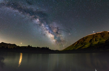 Obraz na płótnie Canvas Milky Way over alpine lake
