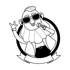 Saint patricks elf round emblem black and white