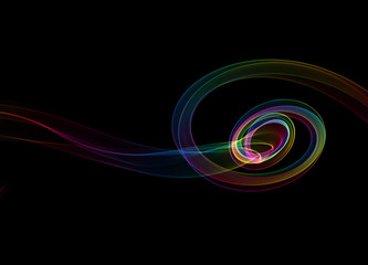 abstract colorful wavy smoke flame over black background