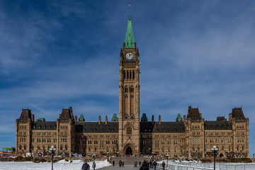 Fototapeta premium Ottawa CANADA - February 17, 2019: Federal Parliament Building of Canada in Ottawa, North America