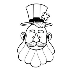 Saint patrick elf face in black and white