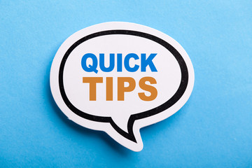 Quick Tips Speech Bubble Isolated On Blue