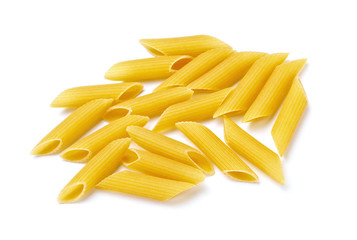 close up of pasta on white background