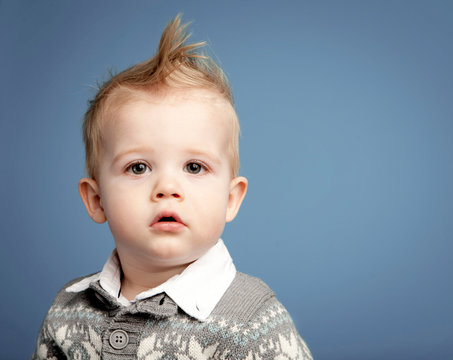 Portrait of boy with mohawk