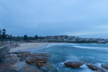 Bronte beach view on a cloudy morning.