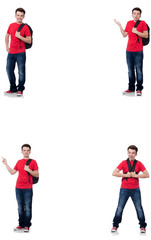 Obraz premium Young student with backpack isolated on white 