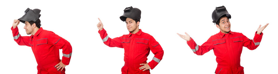 Funny welder isolated on white