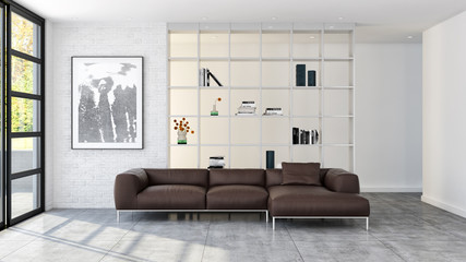 large luxury modern bright interiors room illustration 3D rendering