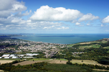 Surroundings of the city of Bray on the shore of the Irish Sea. 