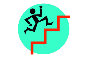 Running Man advancing and going up Stairs