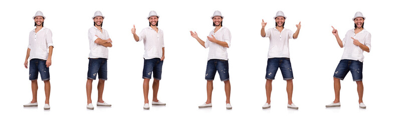 Young man in hat isolated on white