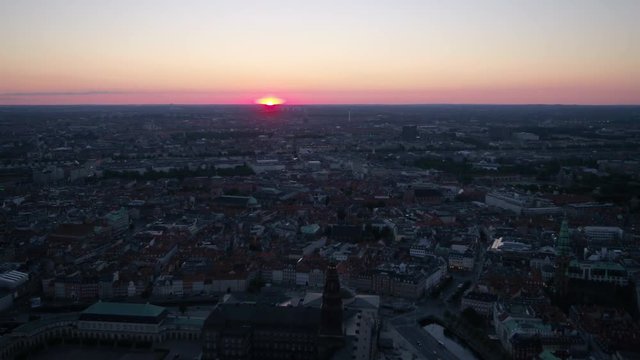 Aerial Denmark Copenhagen June 2018 Sunset 30mm 4K Inspire 2 Prores  Aerial video of downtown Copenhagen in Denmark at sunset.