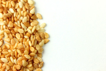 Sesame seeds isolated on white background, top view