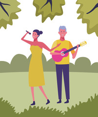 young couple cartoon