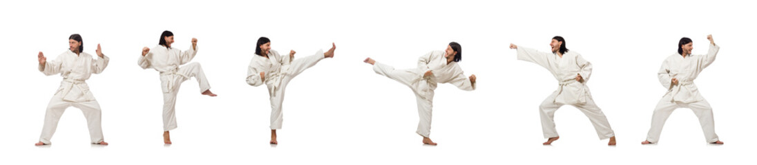 Karate fighter isolated on white