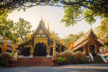 Beautiful Thai architecture Buddhist temple at Wat Ram Poeng (Tapotaram) temple, Chiang Mai,...