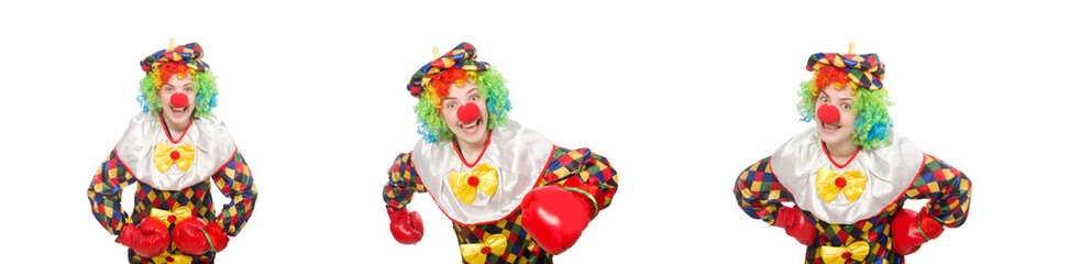 Obraz na płótnie Canvas Clown with boxing gloves isolated on white