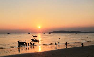 Sunset the beach of Ao Nang Krabi